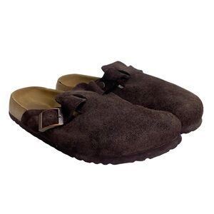 Betula Birkenstock Boston Style Suede Clogs Size 41 Women 10 Men 8 Brown